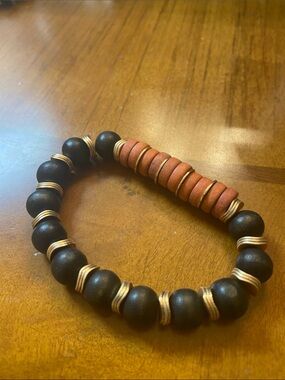 Plunder Men's Dark Brown and Tan Stack Beaded Bracelet